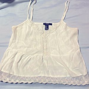Forever 21, White Blouse with lace fringes